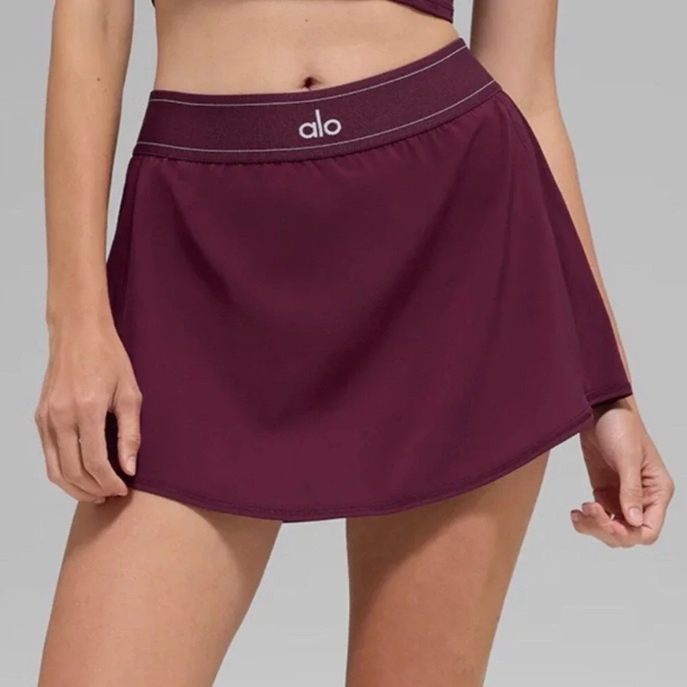 Alo Yoga Match Point Tennis Skirt Burgundy XS